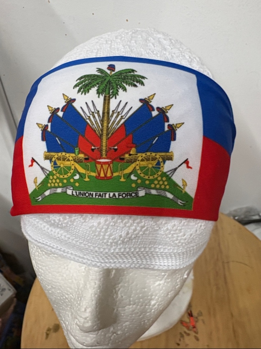 Accessorize Black Scarf with Red and Blue Lettering Haiti for anyone